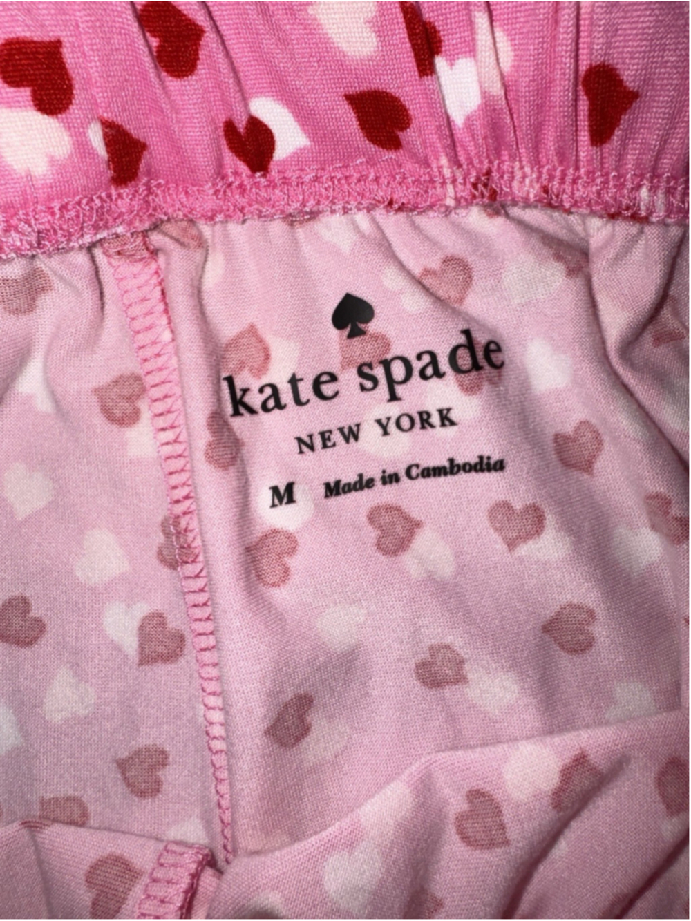 Kate Spade New York Heart Print Pajama Set Pink Loungewear Soft Girl PJ Medium - Picture 10 of 15